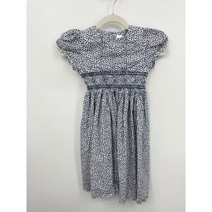 Edgehill Collection Dress Kids 6X Blue Smocked Floral Cotton DF2141